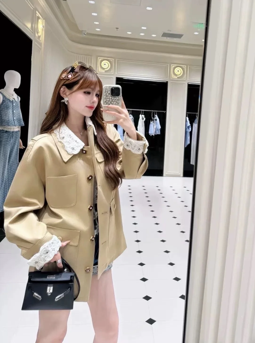 

Ретро-куртка в стиле пэчворк с двухцветным дизайном, свободного кроя, повседневная, женская, в стиле кэжуал, модная, для города, с длинными рукавами