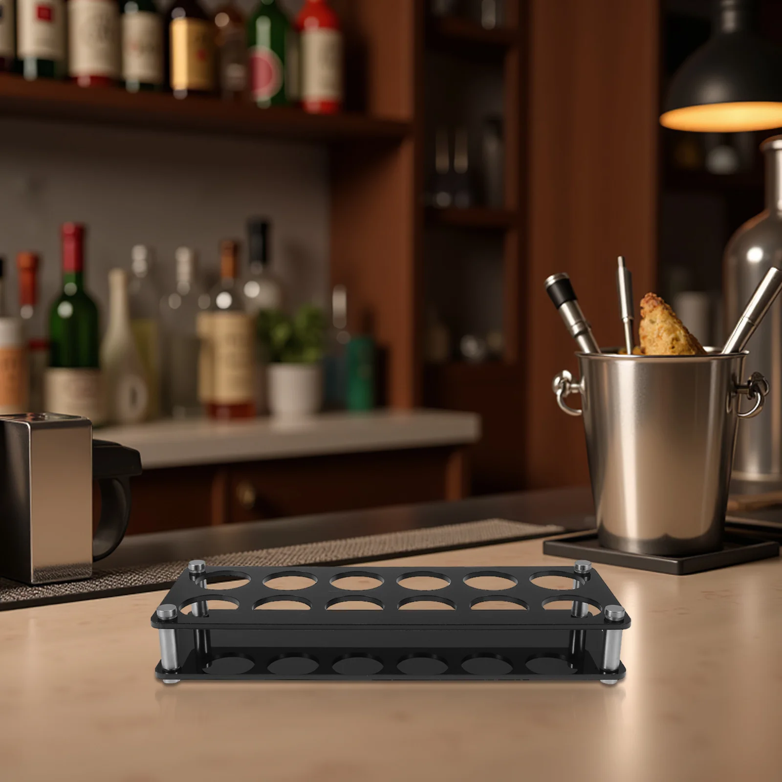 12スロット 3.8cm穴 アクリル製ショットグラスラック バートレイオーガナイザー KTVクラブパーティー用 ドリンクウェアディスプレイ収納 ショットグラストレイ