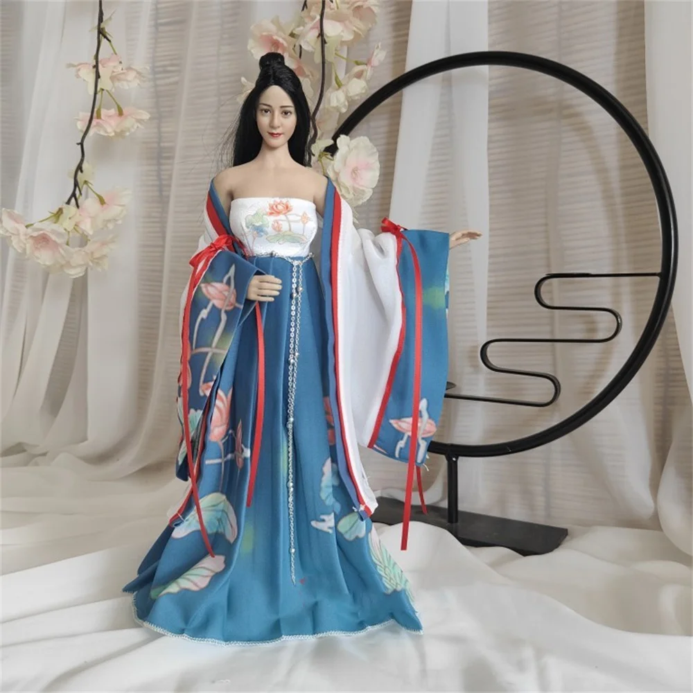 Robe Longue Personnalisée Hanfu Traditionnel Féminin, Manteau Long, Vêtements Anime des Prairie Chinoises Imbibés pour Jouets Figurines de 12 Pouces, 1/6