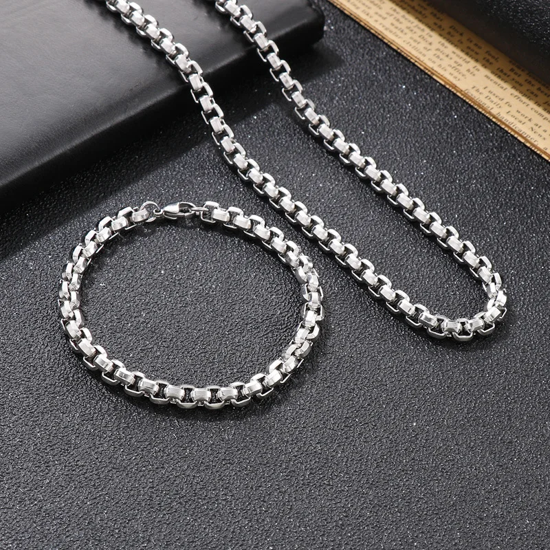 fashion 925 Sterling Silver Bracelets necklace Jewelry sets for women men charm 4MM box chain Fashion Party Gifts wedding