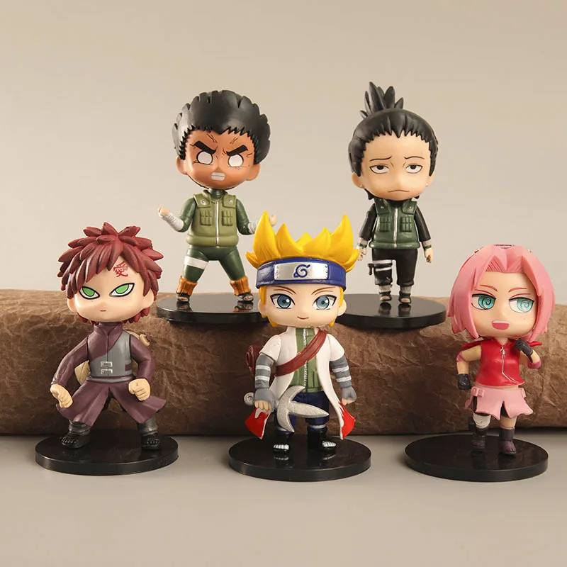 5 PCS  Genuine Naruto Anime Figures Mini Q Version Kawaii Toys Kids Gift Toys Model Doll Modle Suit Action Figure