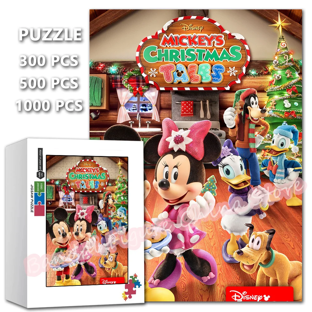 

Merry Christmas 300/500/1000 Pieces Disney Puzzle Mickey and Friends Donald Duck Diy Assembling Jigsaw Puzzle Kids Game Gifts