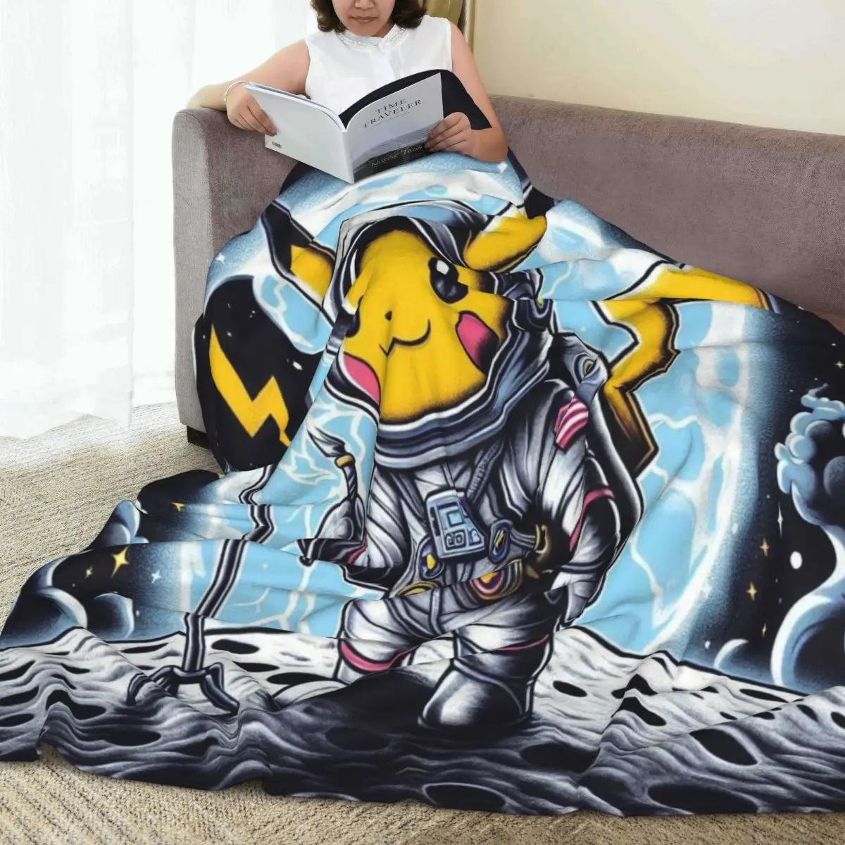 مخصص P-Pikachus رائد الفضاء بطانية ثلاثية الأبعاد مطبوعة لينة الفانيلا الصوف الدافئة رمي البطانيات للمنزل أريكة تتحول لسرير لحاف