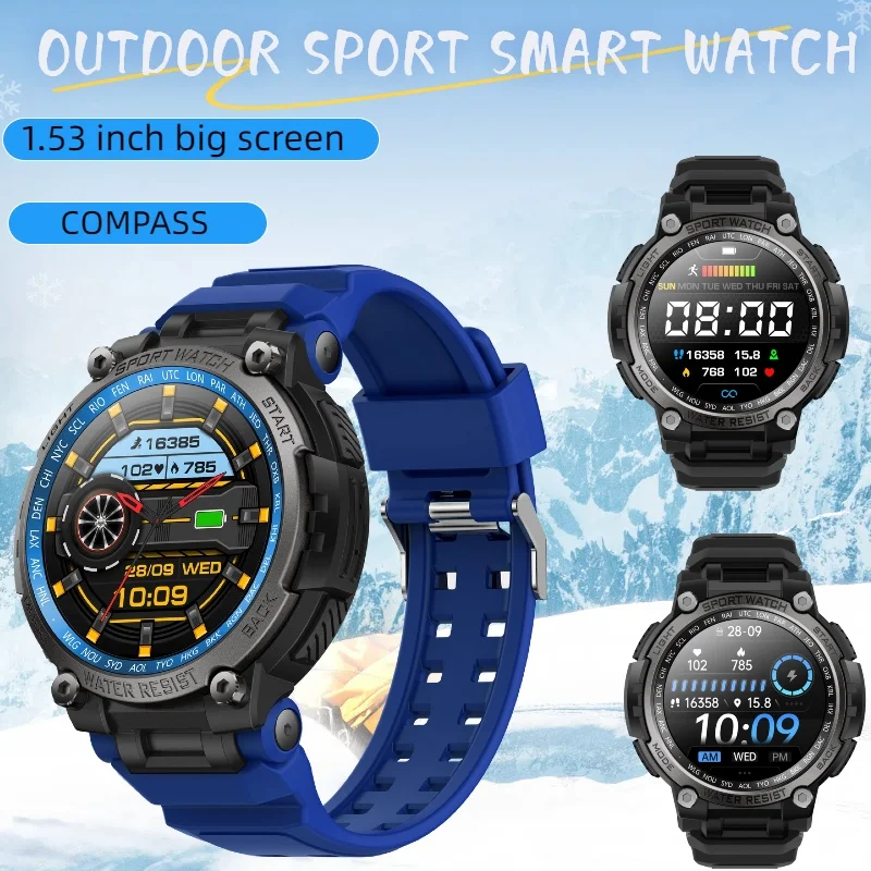 Military smartwatch for men to answer/make phone calls outdoor sports smartwatch with COMPASS heart rate blood oxygen blood pres