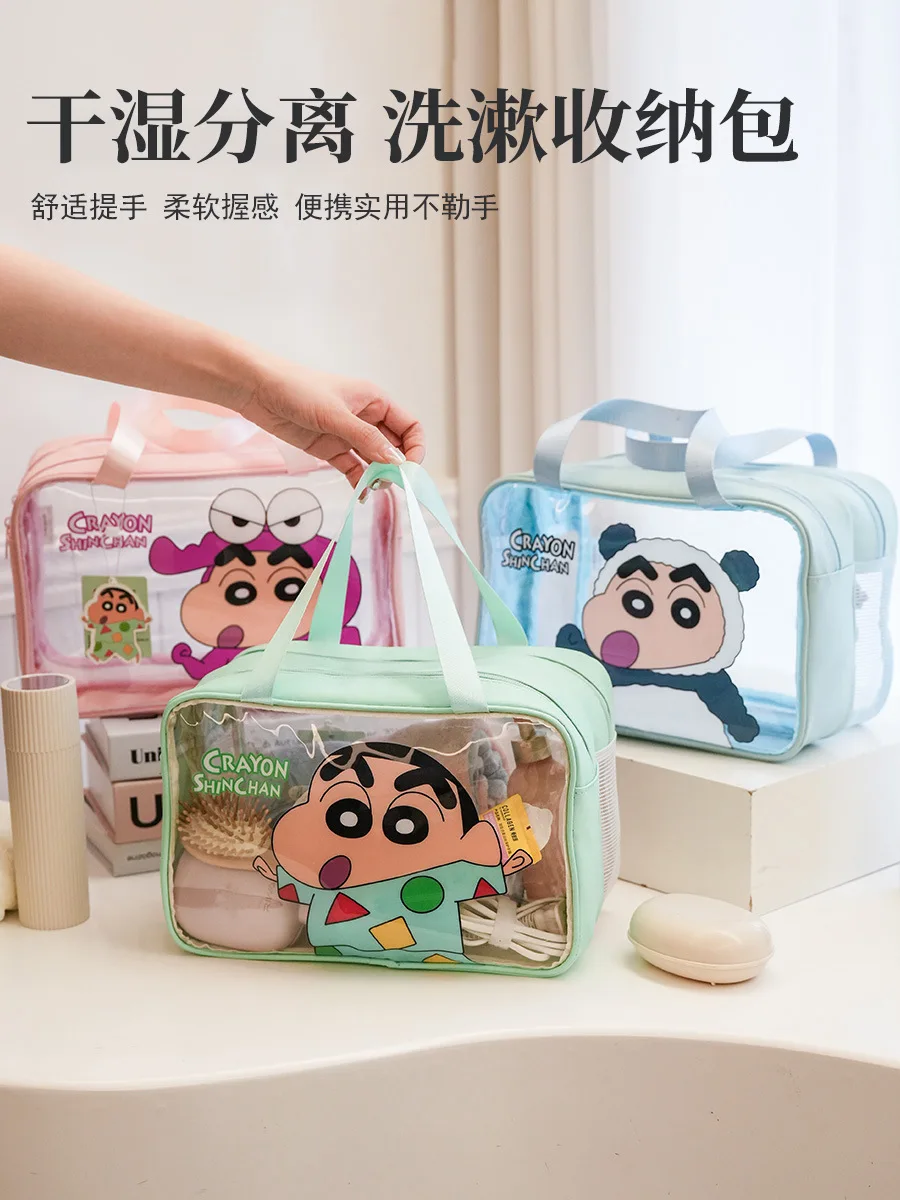 

New Crayon Shinchan Makeup Bag Pvc Transparent Handbag Large Capacity Waterproof Storage Bag Travel Handbag Holiday Wedding Gift