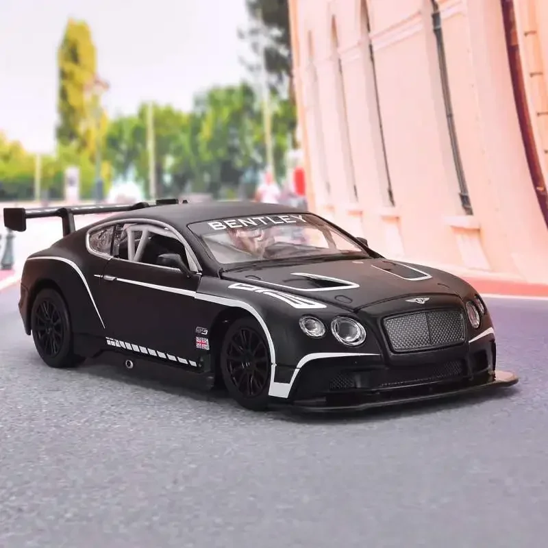 Modelo de carro de liga para Bentley Continental GT3, 1:24, dietas e veículos de brinquedo, som e luz, brinquedos puxados, presentes