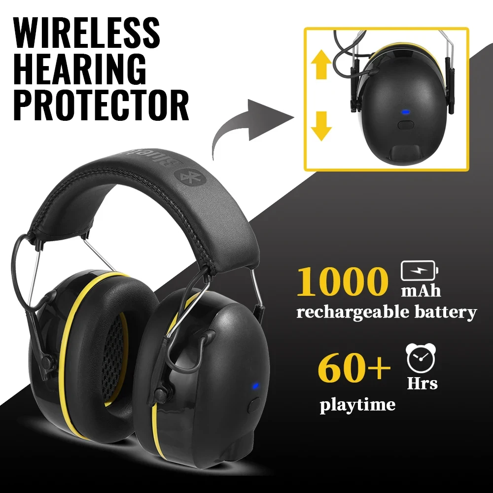 Shooting Earmuff Connect Hearing Protector with Bluetooth Technology 28dB NRR Ear protection for Mowing Construction Work Shops