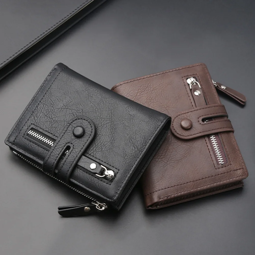 

Small Pocket Purse Men Short PU Wallet Multifunction PU Leather 2 Fold Wallets Credit Card Case ID Badge Holder