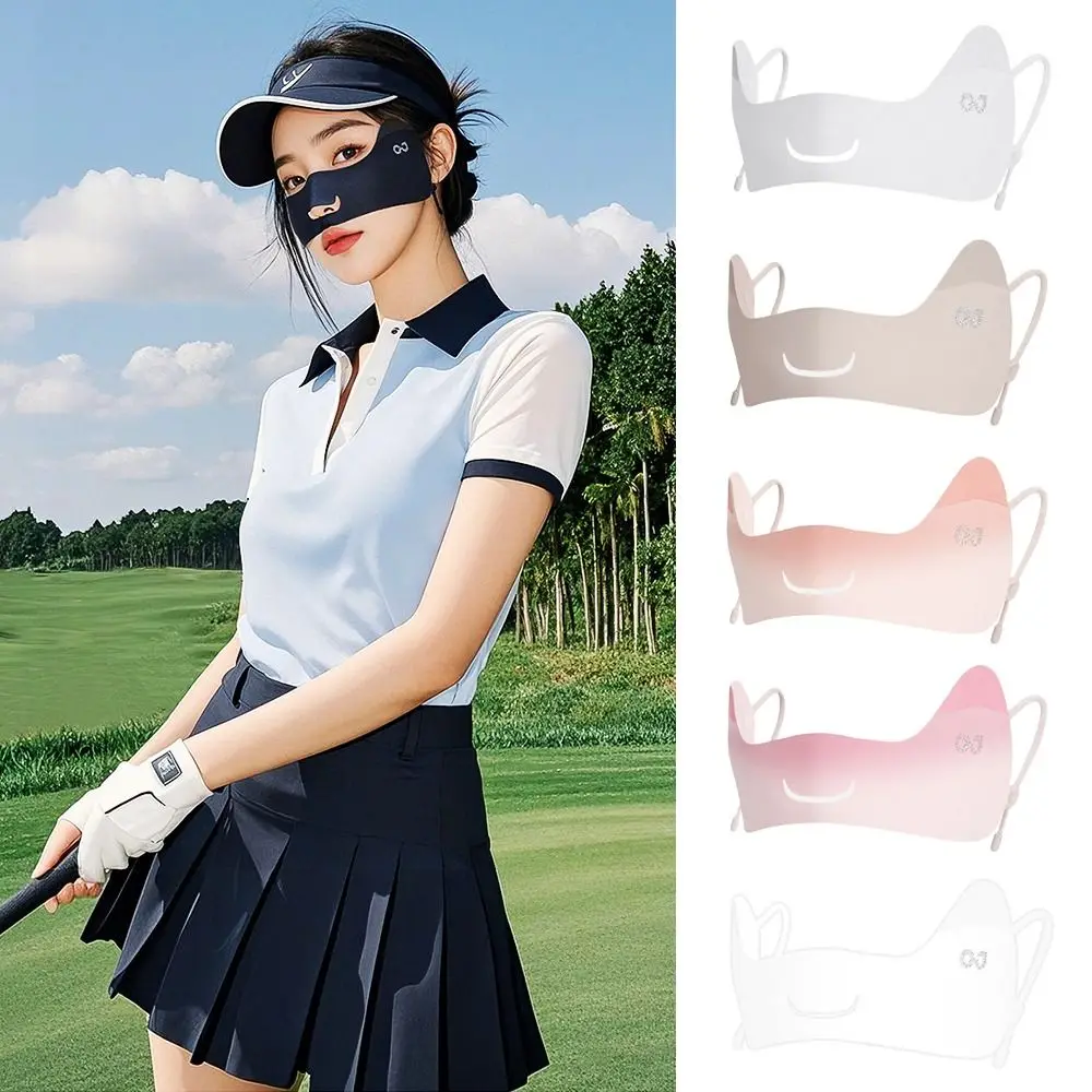 

UV Blocking Women's Face Mask UPF50+ Ice Silk Golf Face Shield Eye Corner Protection Moisture-Wicking Semi-face Cover