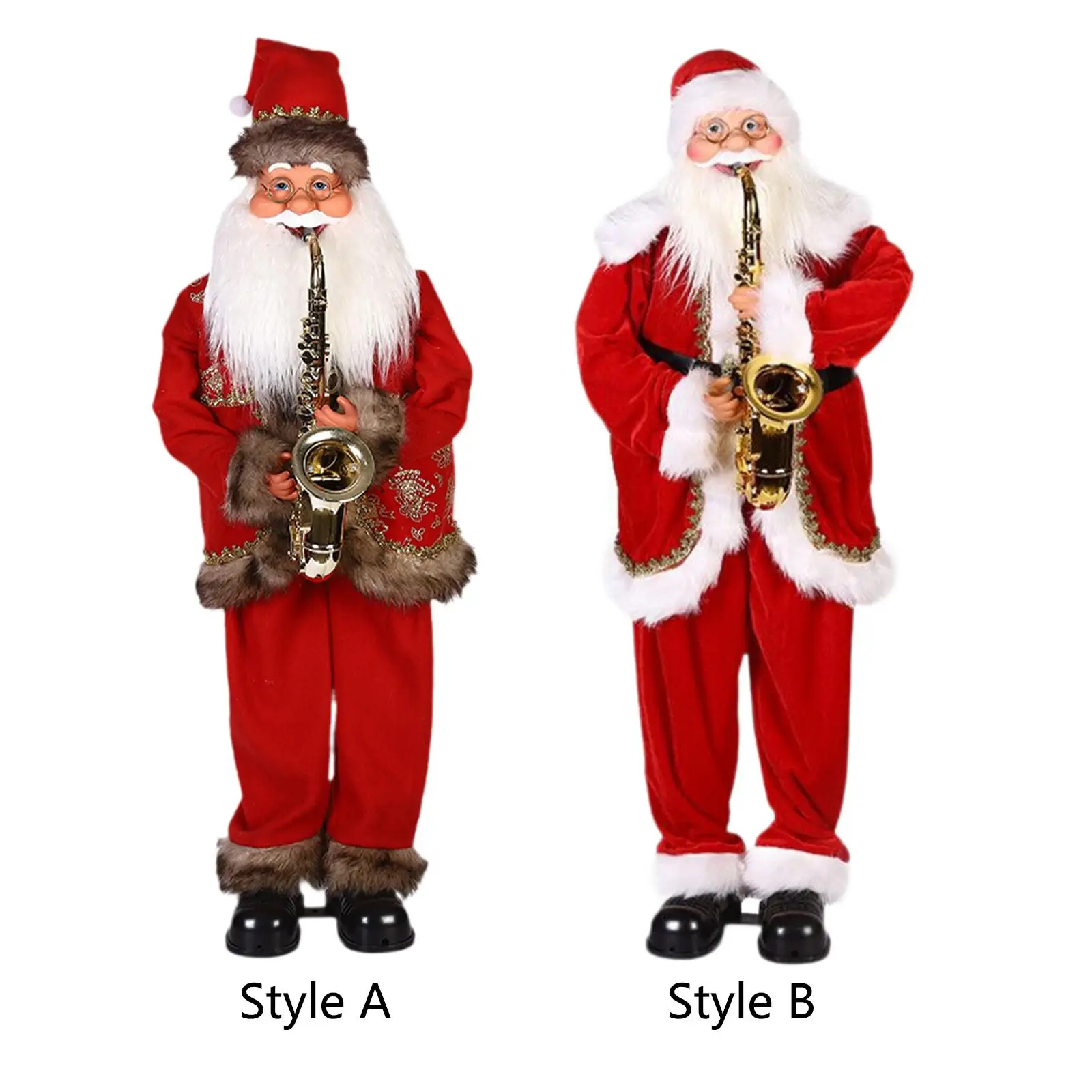 Xmas Santa Toys Gifts Holiday Decoration Tabletop Ornaments Decor Musical Doll Xmas Ornament for Shelf Office Home Party Bedroom