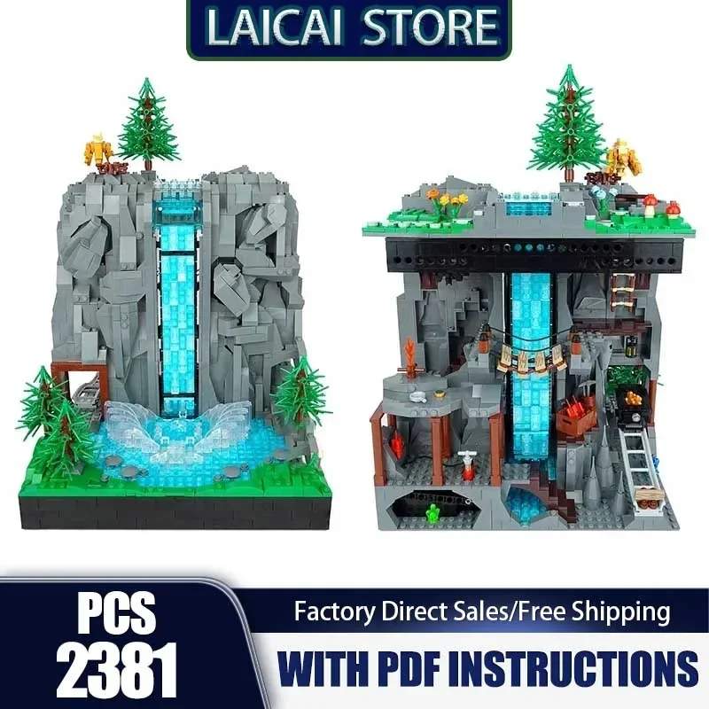 

City Street View Model Moc Building Bricks Working Waterfall Technology Modular Blocks Gifts Christmas Toys DIY Sets Assembly