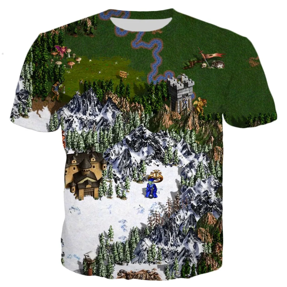 Tshirts  Game Heroes Of Might And Magic 3D Print Summer Tees Streetwear Round Neck Short Sleeve Oversize Men Women Kids Tops