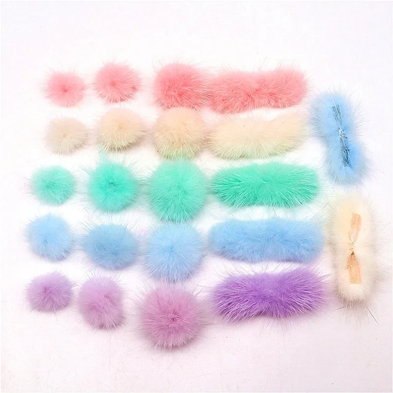 

Помпоны из натурального меха норки, 25/30/40 мм