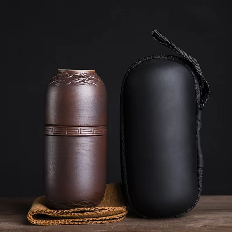 

Для путешествий Чайный сервиз Фиолетовый песок Портативный чайник Фарфоровый чайный сервиз Gaiwan Чашки для церемонии Чайник с дорожной сумкой Китайский