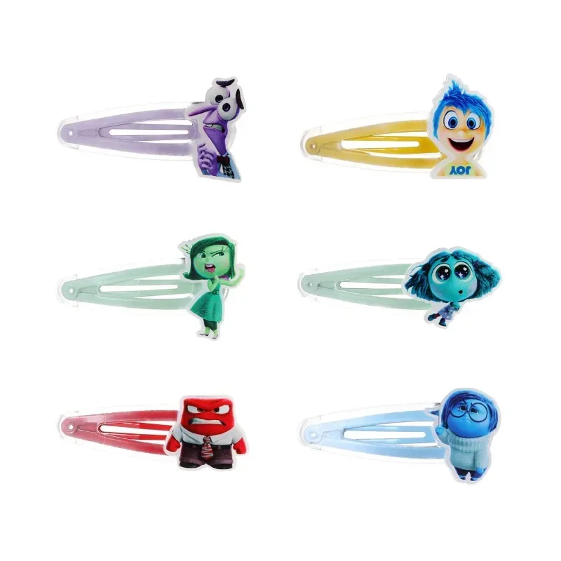 Disney Inside Out 2 Acrylic Hair Clip Cute Anime Figures Joy Sadness Envy Bangs Clip Hair Accessories Decoration Girls Gifts