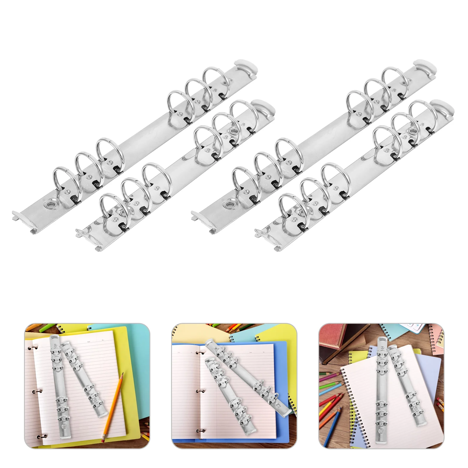 4 Pcs Binder Dividers Adhesive Double A5 Prongs Scrapbooking Kit Segmented Stainless Steel Stationery Supplies