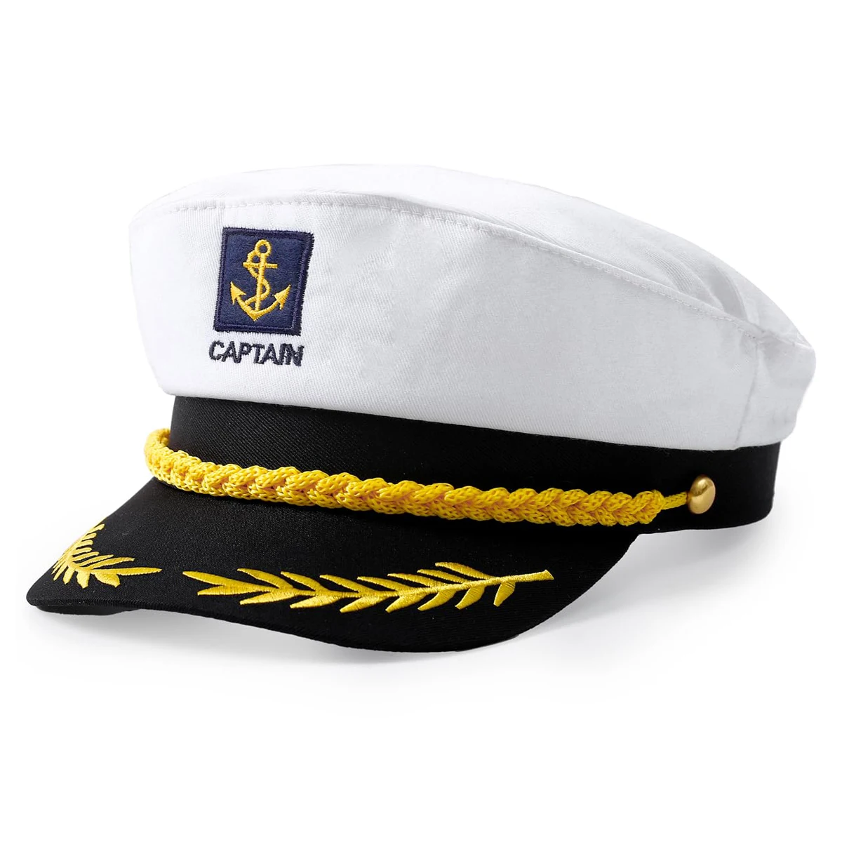 Sombrero de capitán de yate para hombre, sombrero de marinero para adulto, gorra de barco ajustable azul marino, accesorio de disfraz, almirante marino blanco