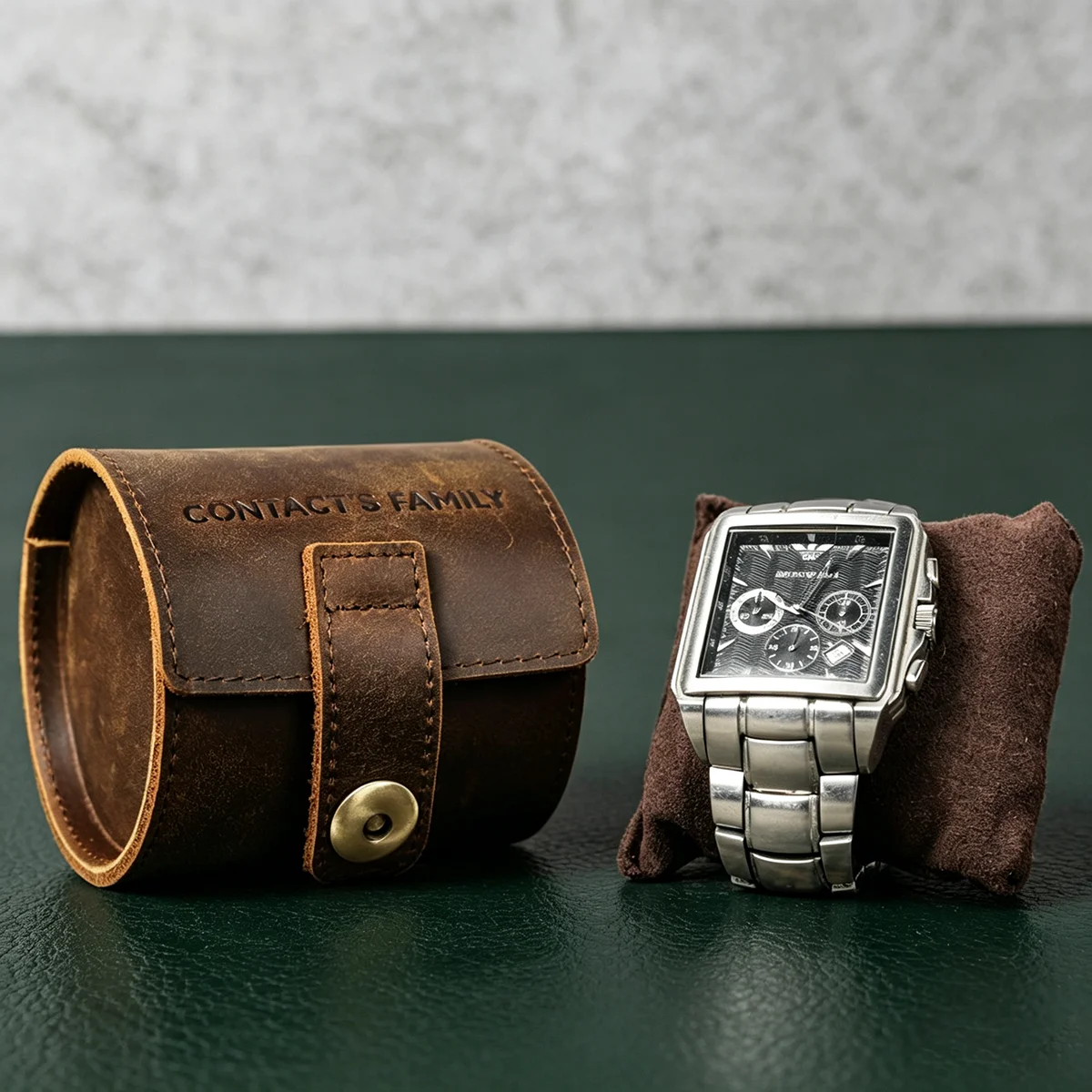 1 Slot Watch Roll Case Vintage Leather Portable Travel Watch Storage Box Organizer Holder Retro Gift for Men Watch Collectors
