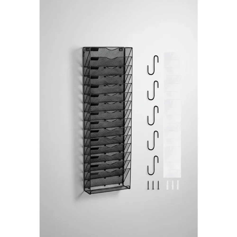 

Настенный держатель для журналов с 16 отделениями, металлический органайзер для файлов для офиса и домашнего использования