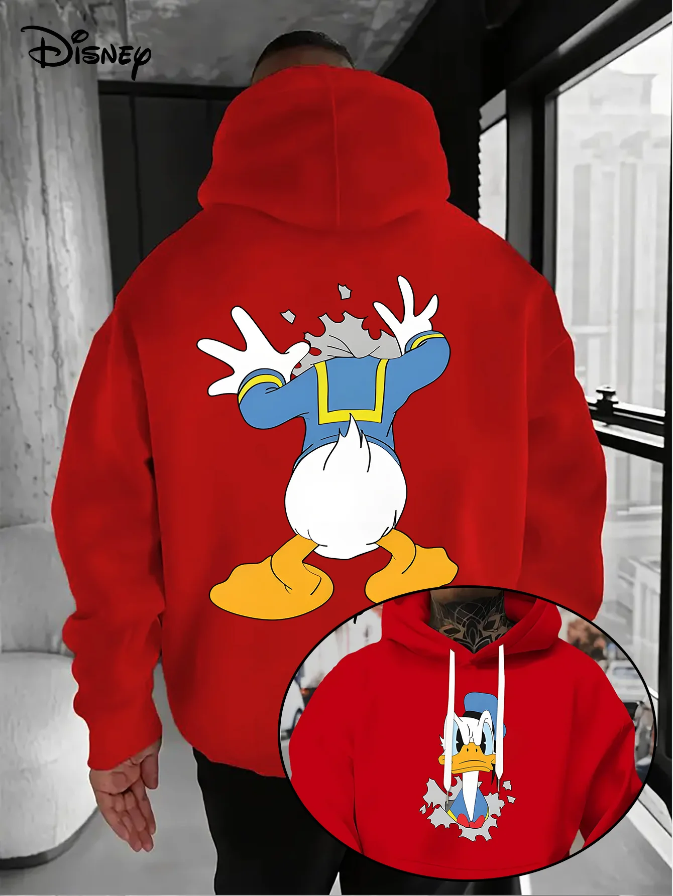 メンズ ディズニー ドナルドダック クリスマス パーカー ファッション オーバーサイズ ユニセックス スウェットシャツ 秋と冬 フリース カジュアル 多用途