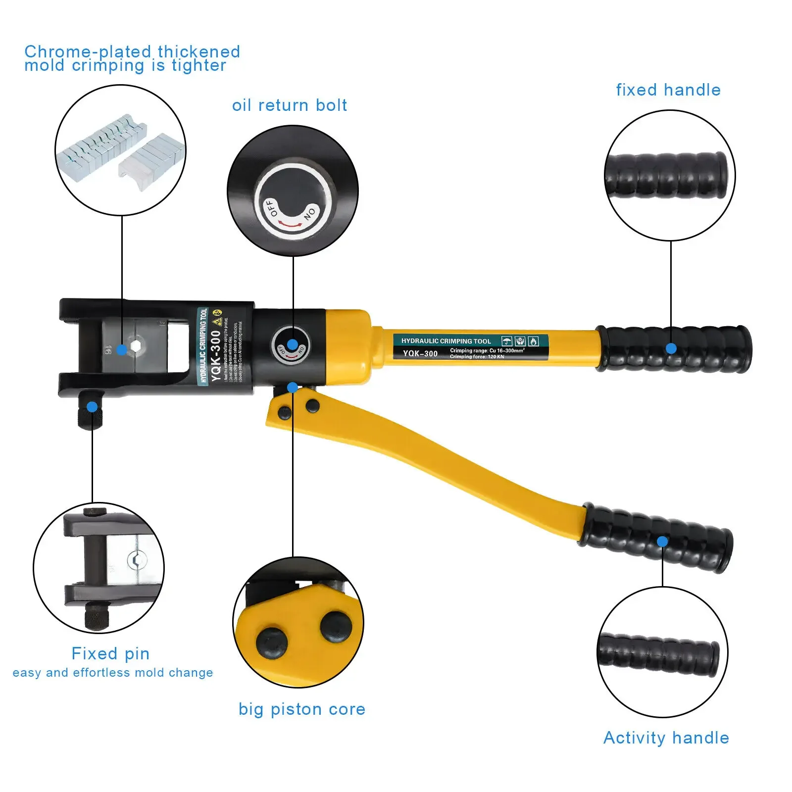 12トン油圧式ワイヤークリンパー、ケーブルラグ端子圧着工具（電気ケーブル作業用）