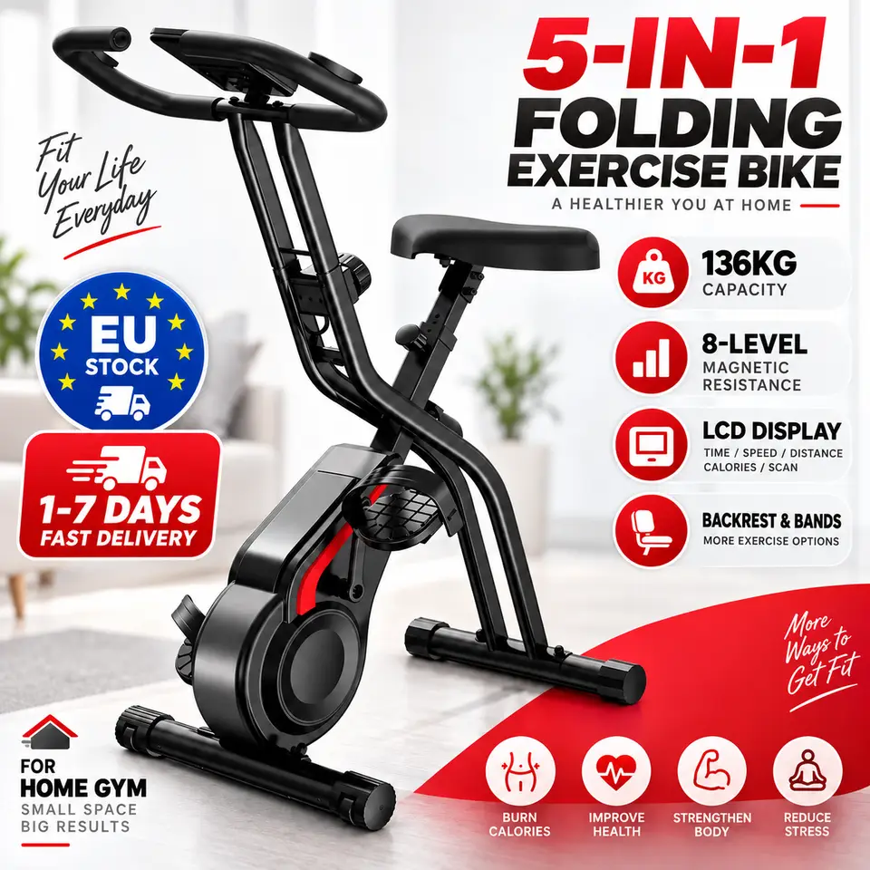 BICICLETA DE EJERCICIO PLEGABLE 5 EN 1