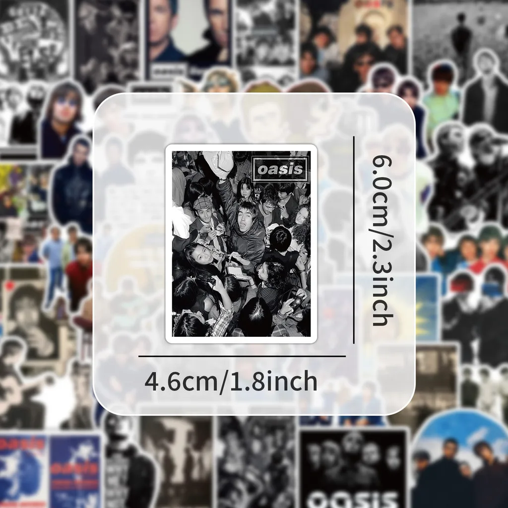 53/54 Stück Oasis Band-Aufkleber für Musikliebhaber & Gitarrenkoffer-Dekoration Giajar Sticker Store – Detail 10