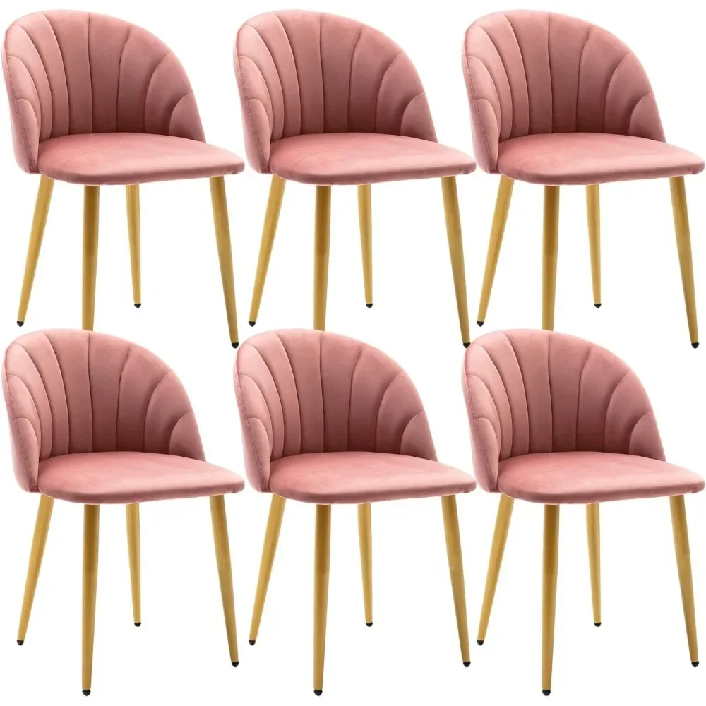 Chaises de Salle à Manger en Velours Rose, avec Pieds en Métal, Latéral, pour Salon, Cuisine, Vanité