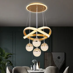 Modern Acrylic Imitation Crystal Chandelier Home Decor Dining Table Pendant Lamp Bedroom LED Indoor Lighting Living Room Lights