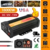 Inversor de corriente para coche de 16000W CC de 12V a CA 110V convertidor Solar de onda sinusoidal pura LCD 1