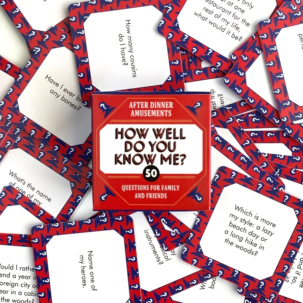Tiny box. - How well do you know me? - Game Board Game Card Entertainment Entertainment cards for family friends