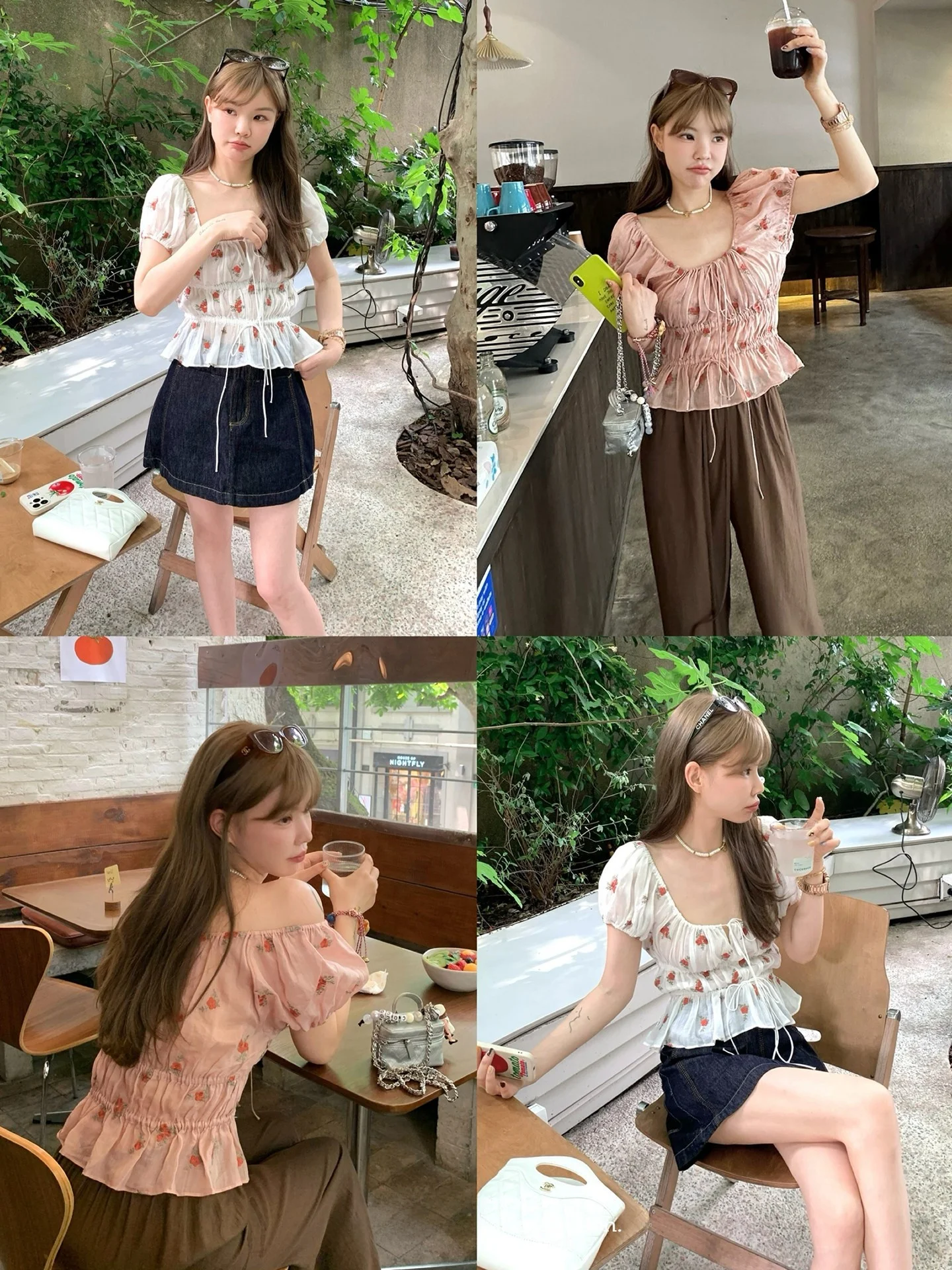 

Sweet Sle Embroidered ort Sve Women's irt Waist Cinched Floral Print Linen Blend Comfortable Fit V-Ne Casual irt