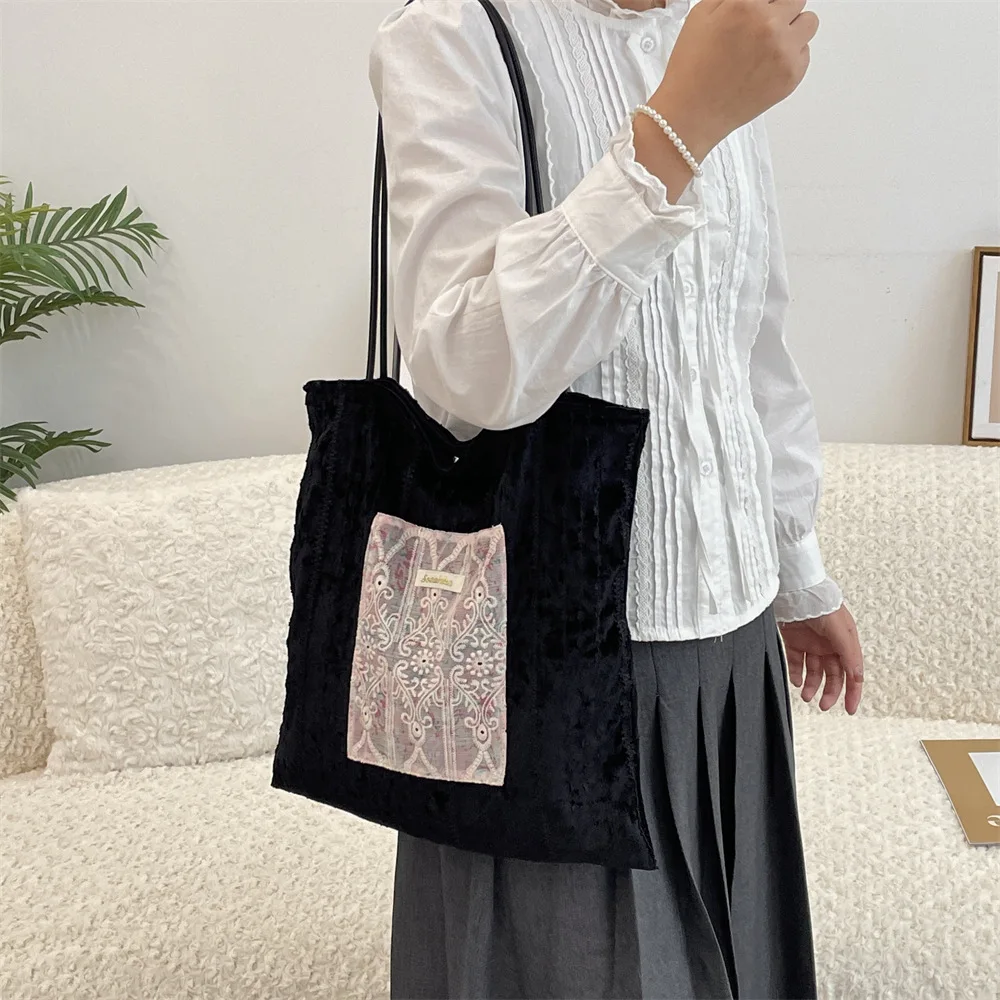 

Модная женская сумка через плечо, большая вместительная холщовая сумка с цветочной вышивкой