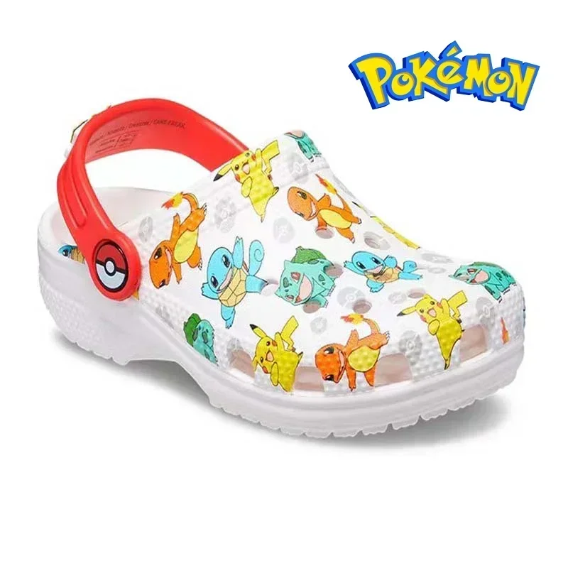 Bandai-Sandalias con agujeros de Pokémon Kawaii para niños, zapatos de playa de estilo Anime, Pikachu, Squirtle, Charmander, Eva, regalos de verano