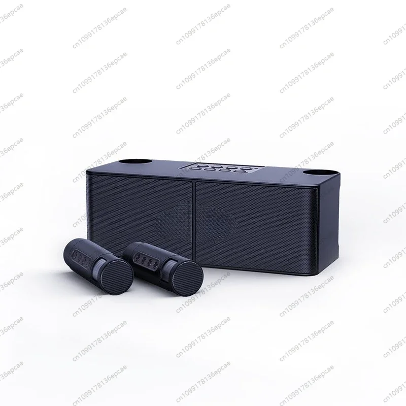 Black    Outdoor Karaoke audio 20W dual speaker dual microphone karaoke set Karaoke treasure all-in-one speaker