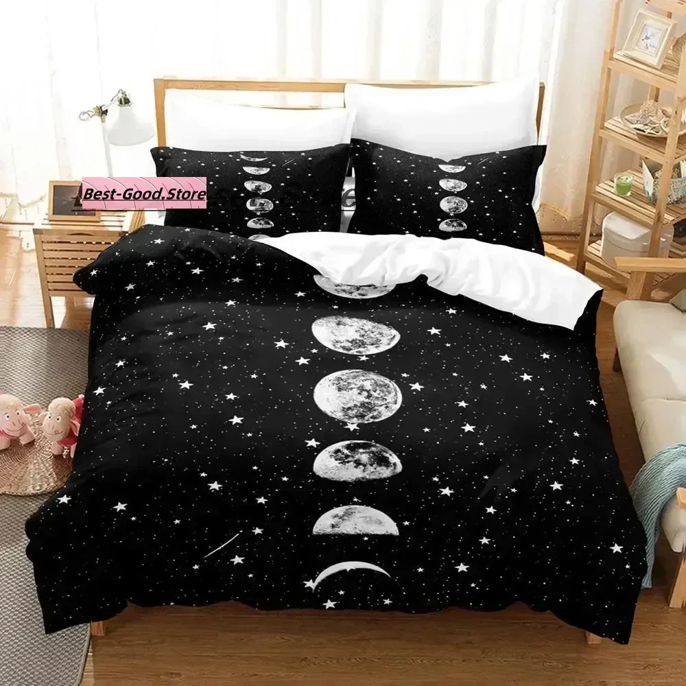 Hot Sale Witch Moon Bedding Set Single Twin Full Queen King Size Bed Set Aldult Kid Bedroom Duvetcover Sets Anime Bed Sheet Set
