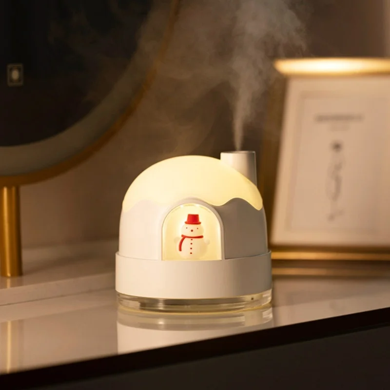 مرطب هواء صغير بتصميم بيت الثلج اللطيف USB كتم مبخر هواء صغير لغرفة النوم باللون الأبيض #3