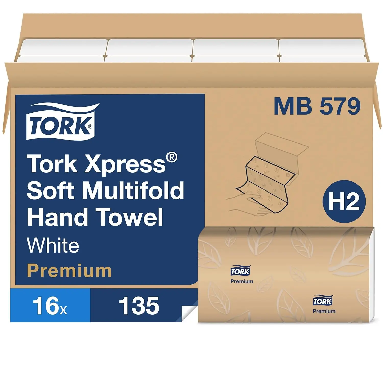 

Soft Multifold Paper Hand Towels, White, H2 System Compatible, 16 Packs of 135 Towels Each