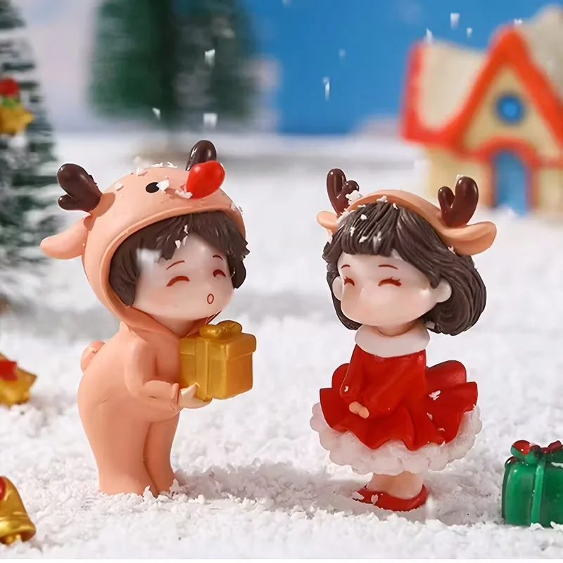 Веселая рождественская пара, фигурки, украшения для дома, новогоднее елочное украшение, праздничный настольный декор для подарка на годовщину свадьбы