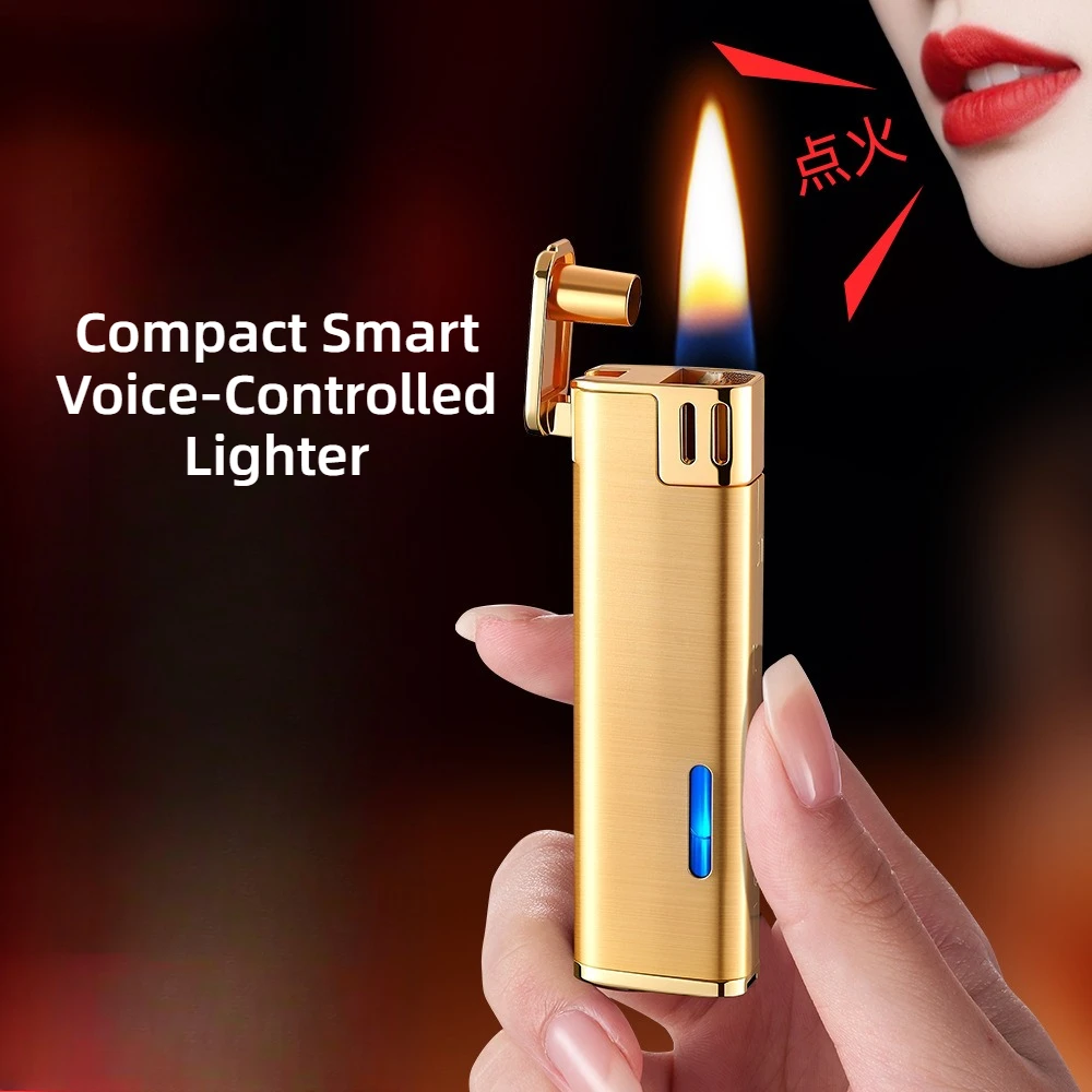 

Smart Voice-Controlled Lighter, 4 Ignition Modes (Voice/Blow/Shake/Tap),Oil-Electric Hybrid Lighter, Luxury Men's Gift