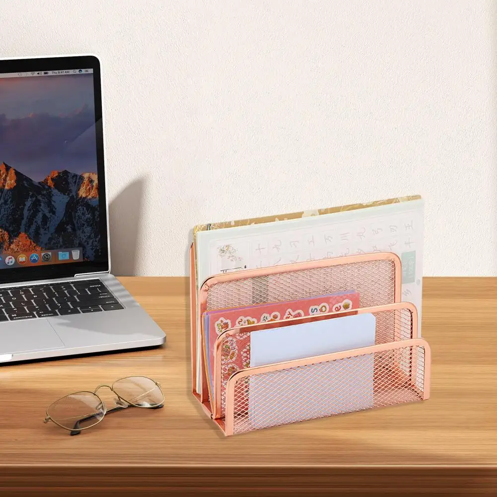 17 cm Schreibtisch-Post-Organizer aus Metallgeflecht, Briefsortierer, Datei-Organizer, 3 vertikale aufrechte Fächer für Büro- und Arbeitsplatzbedarf