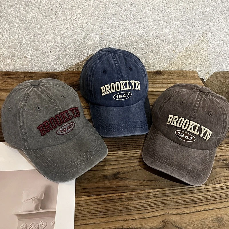 American retro washed baseball caps children ins spring and summer versatile couples show their faces small shade peaked caps