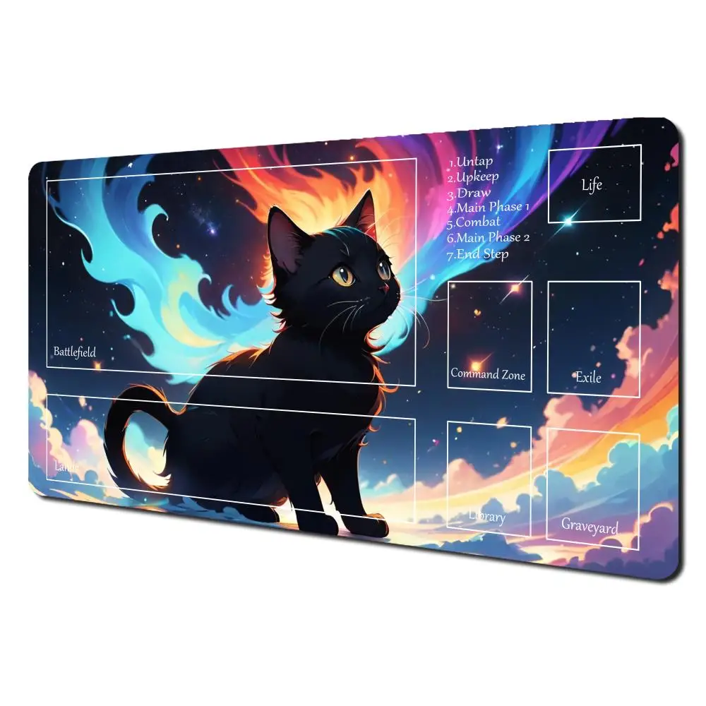 

Cat playmat Mouse Pad Fantasy-themed TCG gamming playmat game play mat Duelpads Beginner Card BattlesCommander Gaming Deskpad