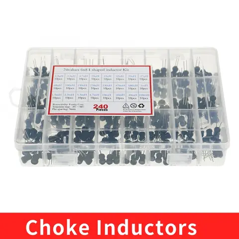 240Pcs 24Values 6x8mm Choke Inductors Assorted Kit 2 2uH 3 3uH 4 7uH 6 8uH 10uH 15uH 22uH 47uH 68uH 100uH 220uH 1mH 4 7mH 100mH