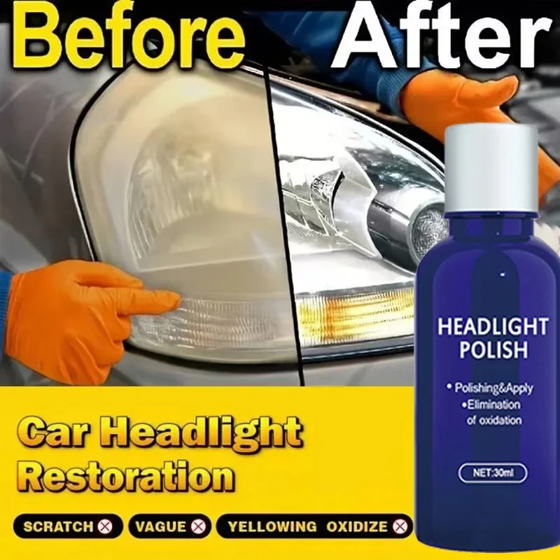 Car Headlight Restoration Polishing Kits Headlamp Scratch Remover Repair Cleaning Paste Remove Oxidation Headlight Polish Liquid