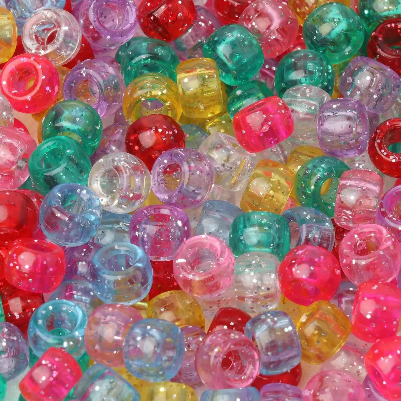 100 Stück 6x9mm gemischte bunte Pony-Perlen, transparente Acrylperlen für Kinder, DIY-Armbänder, modische Haarperlen, Zubehör