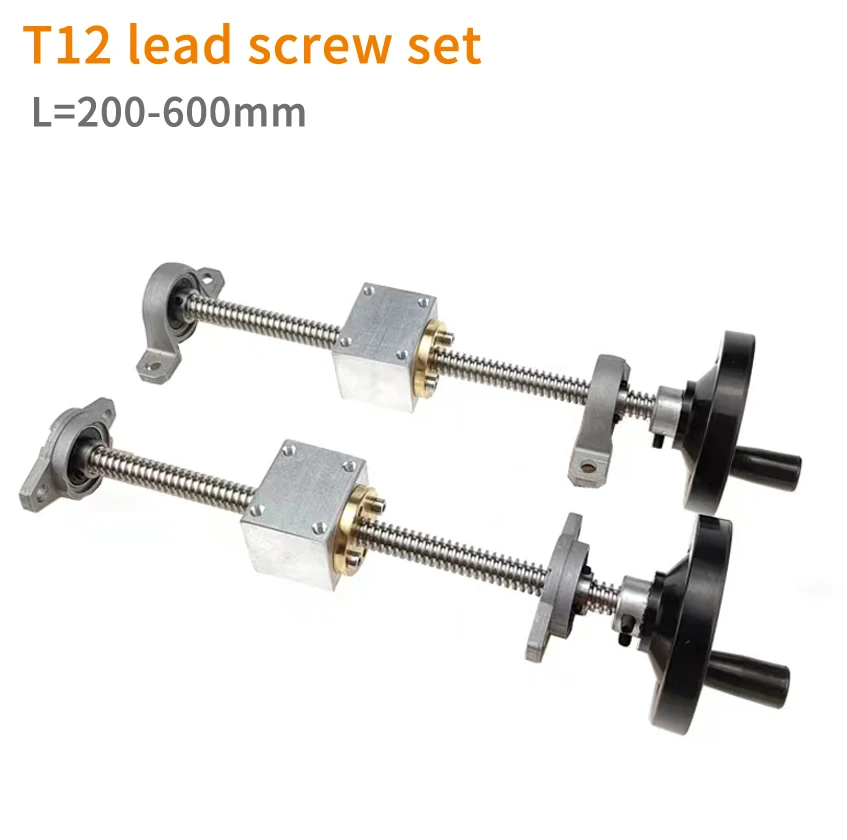 

handwheel lead guide rail screw T12 lead screw 12mm 250 300 400 500mm + Vertical bracket DIY simple slide