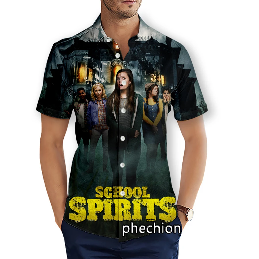 phechion Summer Mens Short Sleeve Beach Shirts School Spirits 3D Print Casual Shirts Fashion Streetwear Men Tops X151