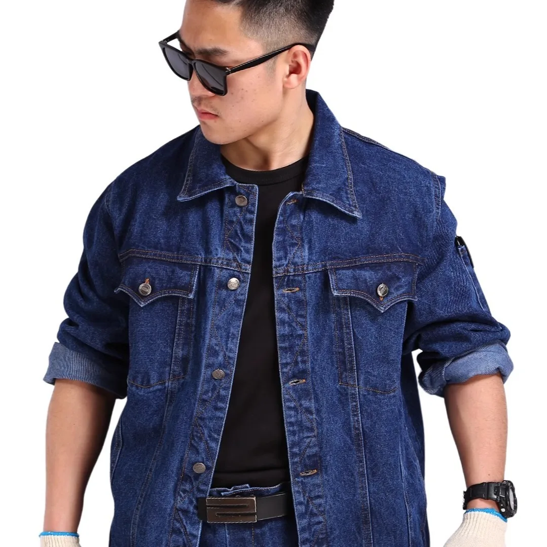 Denim Overalls Set Wear-resistant and Dirt-resistant Autumn and Winter Pure Cotton Anti-scalding  Labor Protection Clothes