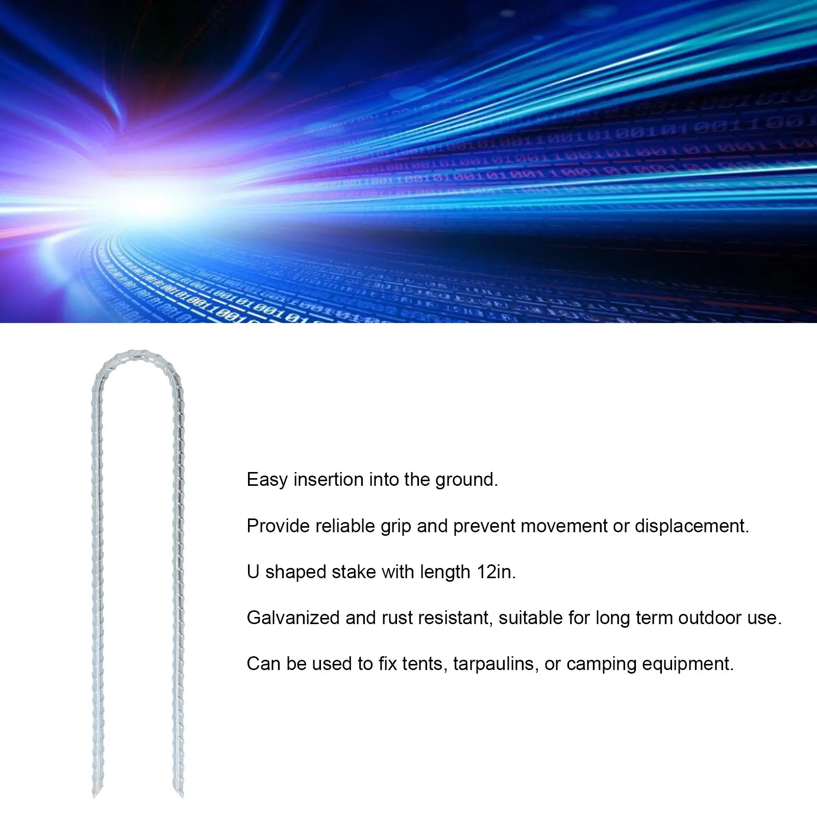 30 Uds estaca en forma de U 12 pulgadas gancho de trampolín de Metal suelo roscado para fijación estaca de trampolín estaca de gancho en U